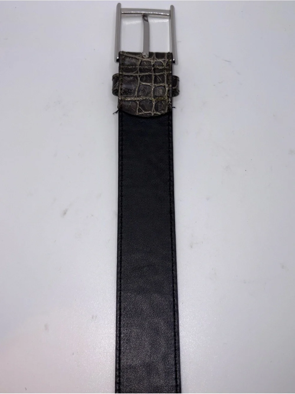 Berge Croc Embossed Women’s Dress Belt Genuine Leather Sz M Italy Black Metallic
